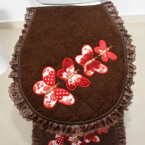 JOGO DE BANHEIRO BORBOLETA MARROM 3 PEÇAS