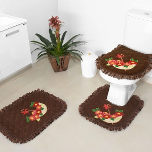 JOGO DE BANHEIRO GAURDA CHUVA MARROM 3 PEÇAS