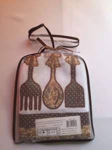 EMBALAGEM C/ GUARDANAPOS MARROM BARRADO 2 PEÇAS